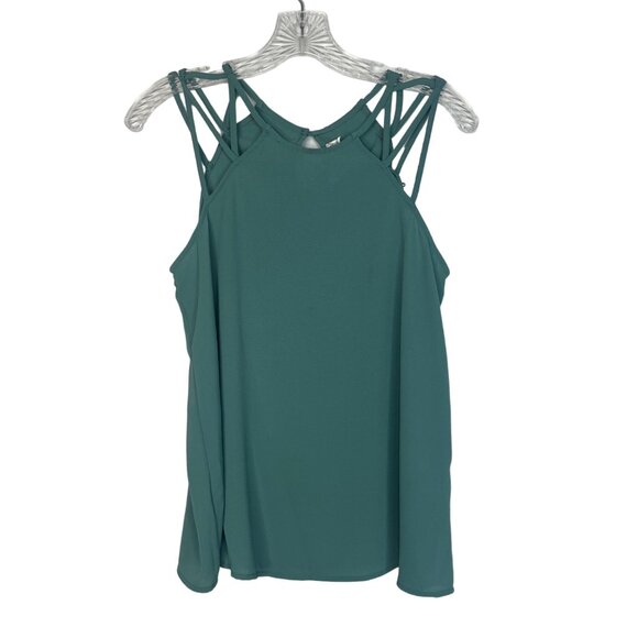 Pink Rose Strappy Shirt Sleeveless Womens Medium Dusty Jade New - Picture 1 of 10